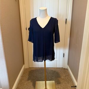 Banana Republic Deep Blue Sheer Blouse